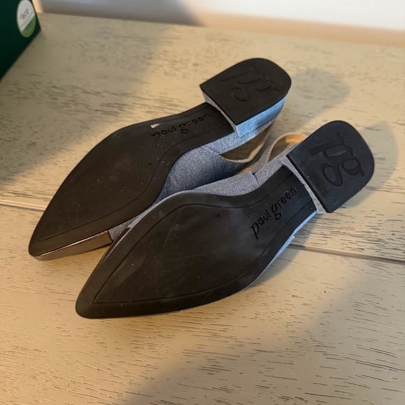 $389 NWT Paul Green 6.5 Ynez Clay Denim Jeans Combo Slingback Flats Pointed Toe - Picture 6 of 7